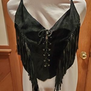 Fringe Suede Leather Halter top